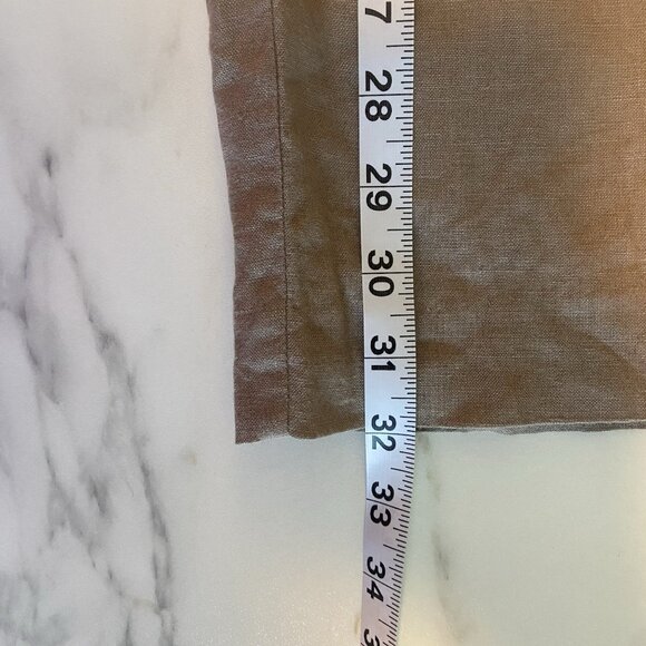 H&M Women’s Size 14 Pants 100% Linen Wide‎ Leg Pockets Mid Rise Tan Taupe Office - Picture 10 of 10